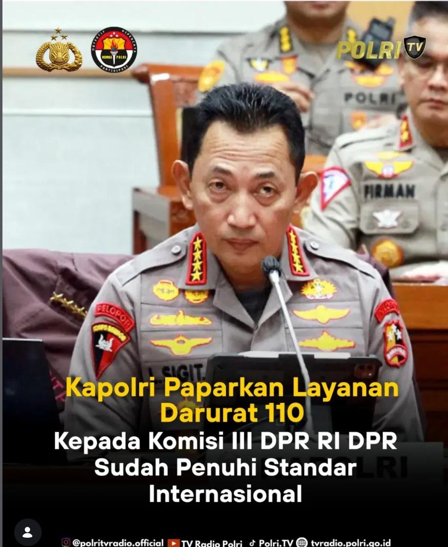 Halo Dunia : Kapolri Paparkan Layanan 110 Terintegrasi Command Center dan Smart City di Hadapan Komisi III DPR